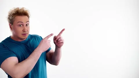 Face, man and pointing to mockup. Advertising, branding, guy male mock up Stock Footage 236319840