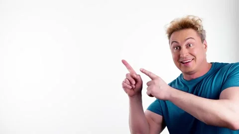Face, man and pointing to mockup. Advertising, branding, guy male mock up Stock Footage 236319852