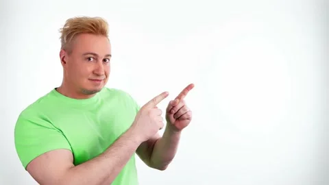 Face, man and pointing to mockup. Advertising, branding, guy male mock up Stock Footage 236502074