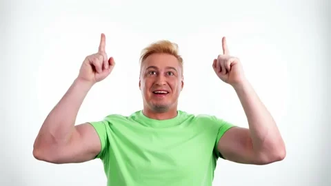 Face, man and pointing to mockup. Advertising, branding, guy male mock up Stock Footage 236502114