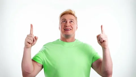 Face, man and pointing to mockup. Advertising, branding, guy male mock up Stock Footage 237523890