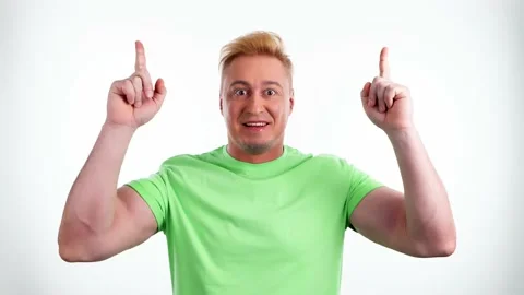 Face, man and pointing to mockup. Advertising, branding, guy male mock up Stock Footage 238534362