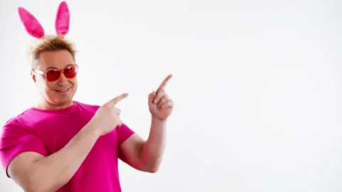Face, man and pointing to mockup. Advertising, branding, guy male mock up Stock Footage 238678346