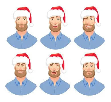 Face of man with beard Stock Illustration