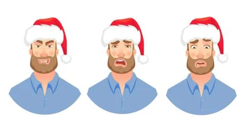 Face of man with beard Stock Illustration