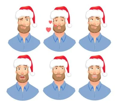 Face of man with beard Stock Illustration