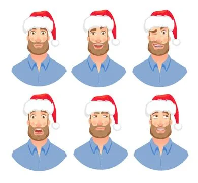 Face of man with beard Stock Illustration