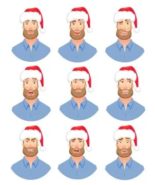 Face of man with beard Stock Illustration