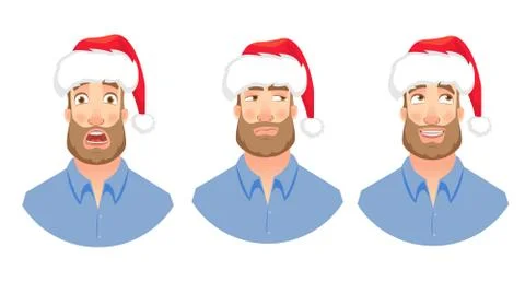 Face of man with beard Stock Illustration