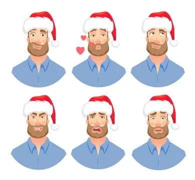 Face of man with beard Stock Illustration