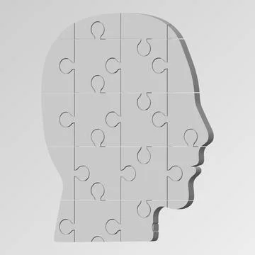 The face of a man consisting of a puzzle. Vector illustration of a logical ta Stock Illustration