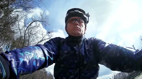   Face of man  cyclist .  Stock Footage 61737506
