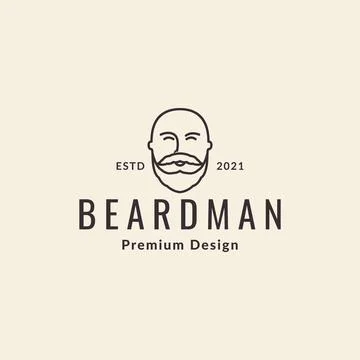 Face man head with beard line hipster logo symbol icon vector graphic desig.. Stock Illustration