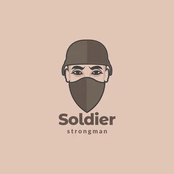 Face man with mask helm soldier logo design vector graphic symbol icon sign.. Stock Illustration
