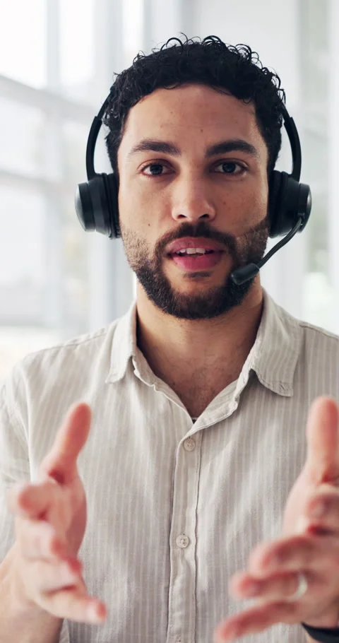 Face, man or telecom in office with video call for technical support, Stock Footage 319320064