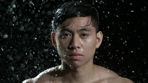 Face of a man in the rain Stock Footage 47521308