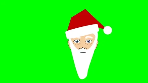 Face of a man like Santa Claus with a white beard and a red hat is talking in a Stock Footage 286339031
