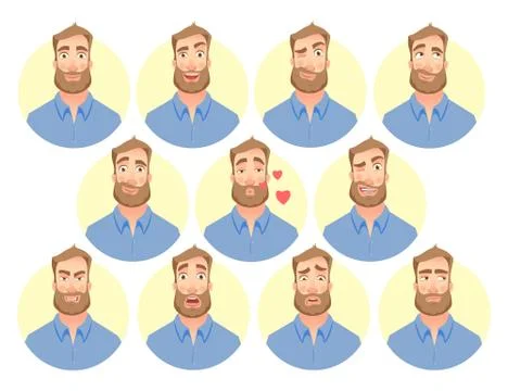 Face of man - set Stock Illustration