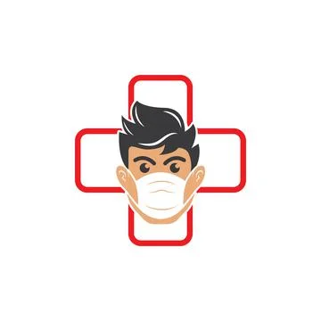 Face man using pollution mask vector Illustrazione stock