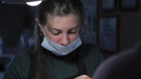 The face of a manicurist close-up Stock Footage 224446517