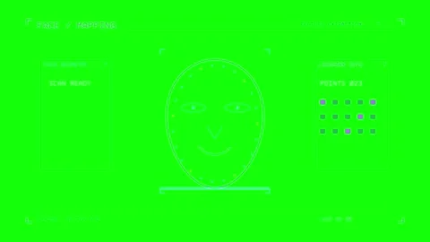 Face Mapping Interface with Geometric Facial Tracking Display on Green Screen Vidéo 348634167
