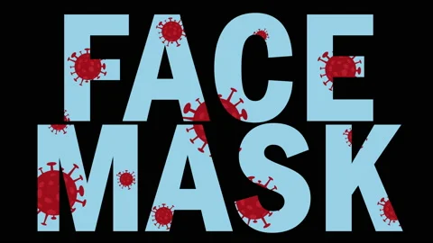 FACE MASK 2D Text With Coronavirus Animation In The Background Stock-Footage 142362699