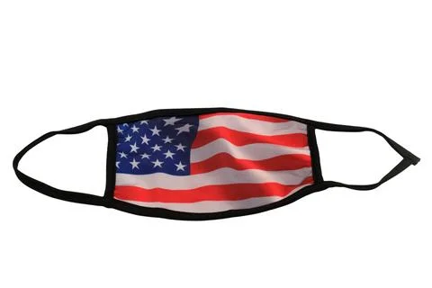 Face mask with american flag pattern on isolated white background. Personal.. Stock Photos