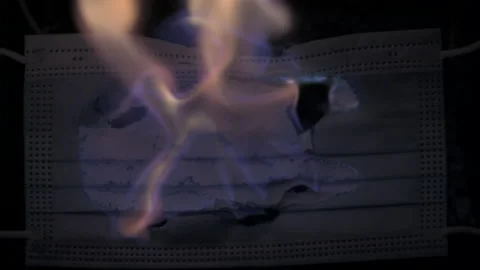 Face mask is burned Stock Footage 148645592