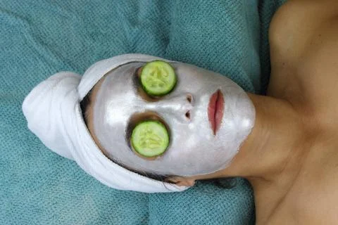 Face mask cucumber Stock Photos