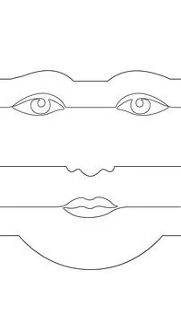 Face mask drawn using one line. Minimalist abstract person portrait modern Stock Illustration
