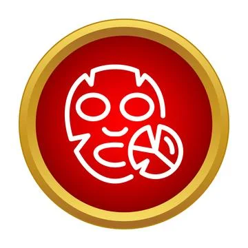 Face mask icon with cucumber slice for skincare Stock Illustration