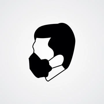 Face mask icon in flat design vektor black Stock Illustration