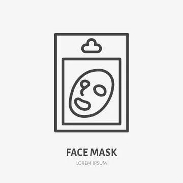 Face mask line icon, vector pictogram of beauty product package. Skincare Stock-Illustration