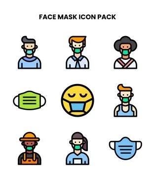 Face Mask Lineal Color Vector Icons Pack Stock Illustration