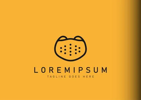 Face mask logo design. Vector illustration of minimalist face mask with front Stock Illustration