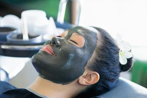 Face mask with mud Stock Photos