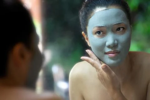 Face mask with mud Stock Photos