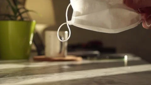 Face Mask Put Down Stock Footage