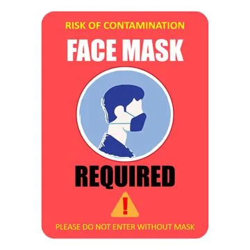 Face Mask required Poster  -  Face  Mask Required Sign -  Please do not enter Stock Illustration