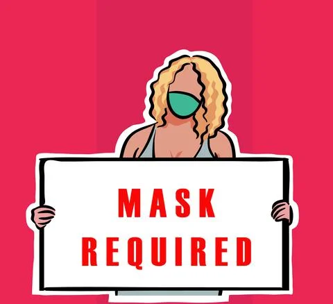 Face mask required sign. Protective measures against coronavirus COVID-19 Illustrazione stock