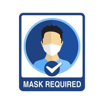 Face mask required warning prevention sign Stock Illustration
