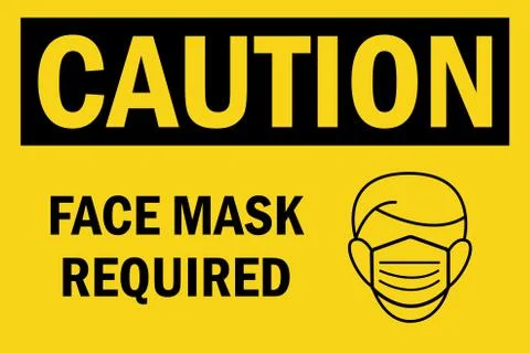 Face mask required. Warning sign. Illustrazione stock