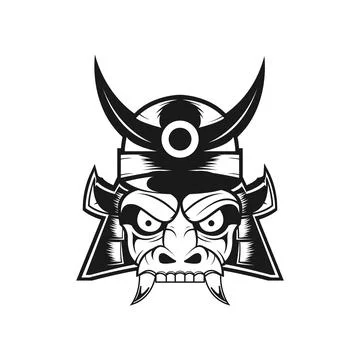 Face mask samurai shogun demon logo design vector graphic symbol icon sign .. Stock Illustration