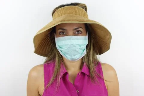 Face mask summer hat Stock Photos