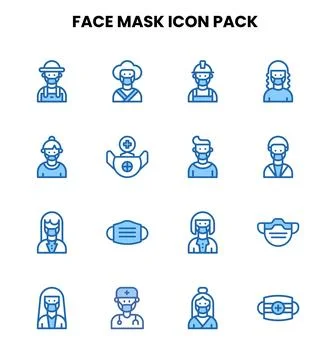 Face Mask Two Colour Graphics Icons Pack Stock Illustration