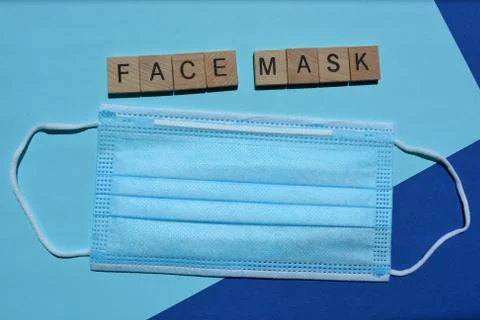 Face mask, word and object Stock Photos