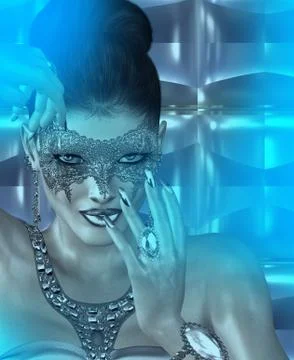 A Face Masked, Twilight Masquerade Stock Illustration