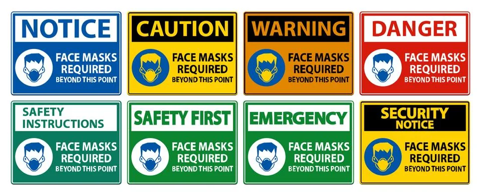 Face Masks Required Beyond This Point Sign Isolate On White Background Stock Illustration