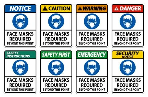 Face Masks Required Beyond This Point Sign Isolate On White Background Stock Illustration