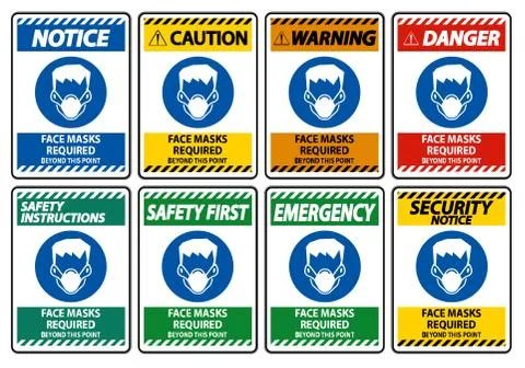 Face Masks Required Beyond This Point Sign Isolate On White Background Stock Illustration